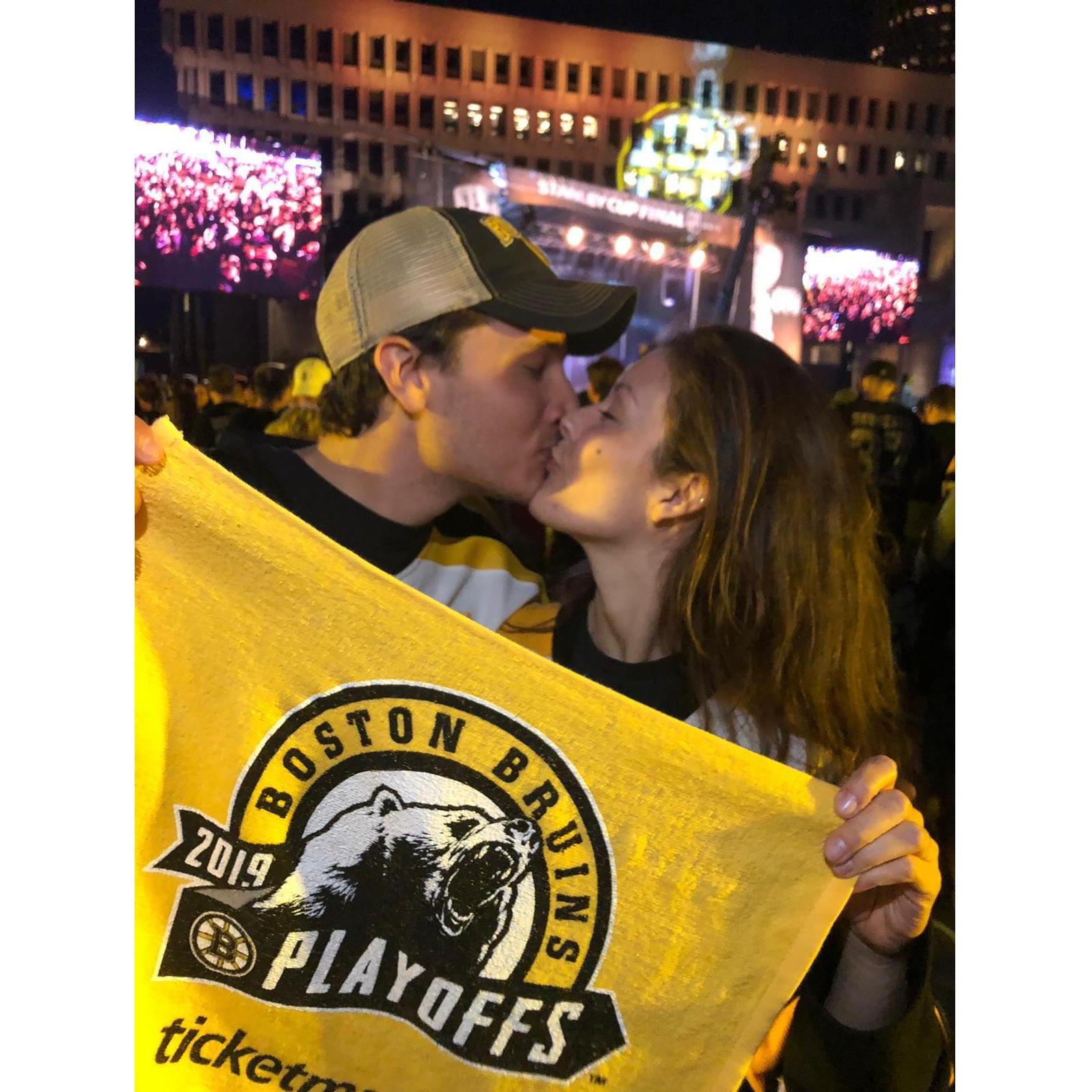 right after the Bruins won game 6 against the Blues in the playoffs