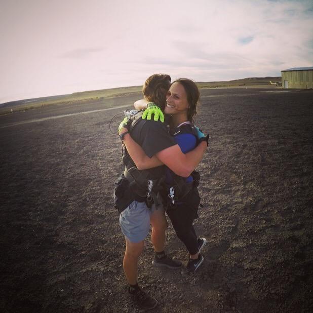 Happy to have both feet on the ground after skydiving