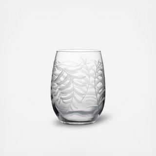 Palm Hand-Cut Stemless Wine Glass, Set of 4