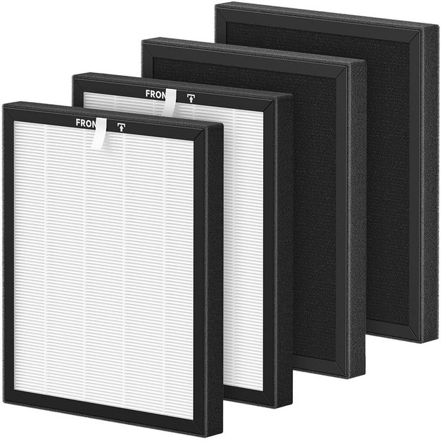 ZX001 Replacement Filters Compatible with ZX001 Air Purifi-er, 3-IN-1 HEPA Air Filter and Activated Carbon Filter for Dust Pollen Pet Hair & Odors Smoke, 4 Pack
