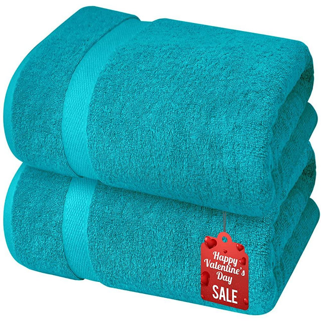 Infinitee Xclusives Premium Teal Bath Sheets – Pack of 2, 35x70 Inches Large Bath Sheet Towel - 100% Cotton Ultra Soft and Absorbent Oversized Towels for Bathroom, Hotel & Spa Quality Towel