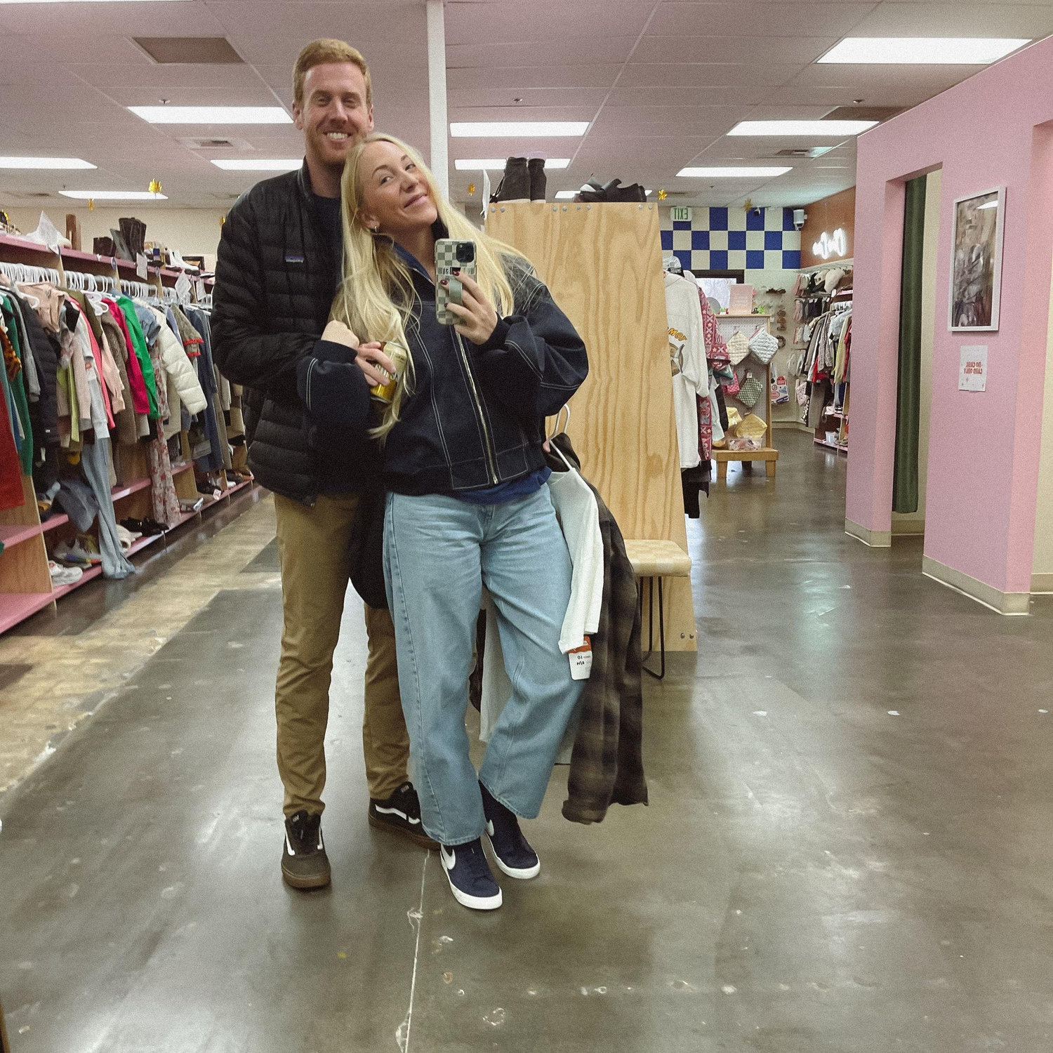 He lets me drag him along to go thrifting :P