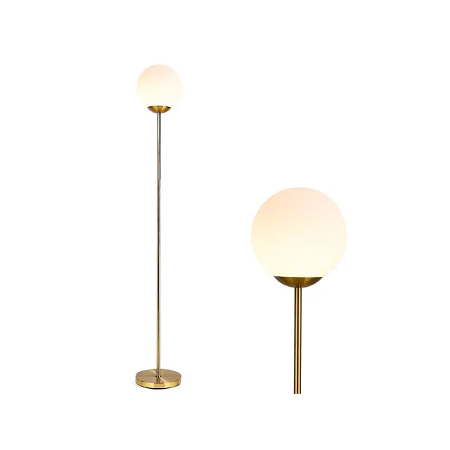 Costway 67'' Frosted Glass Globe Floor Lamp w/ 9W LED Bulb for Living Room Bedroom Office