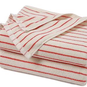 Striped Bath Towels Set of 2 (Coral Red), Lighter & Quick Dry Towels Large 27.5 x 55 inches, Farmhouse for Bathroom Decor, Shower, Pool Days