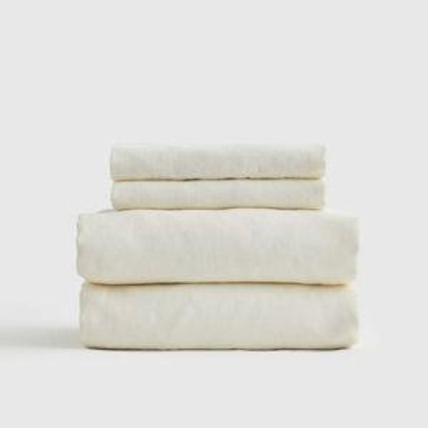 Organic Brushed Cotton Sheet Set in Ivory - Queen