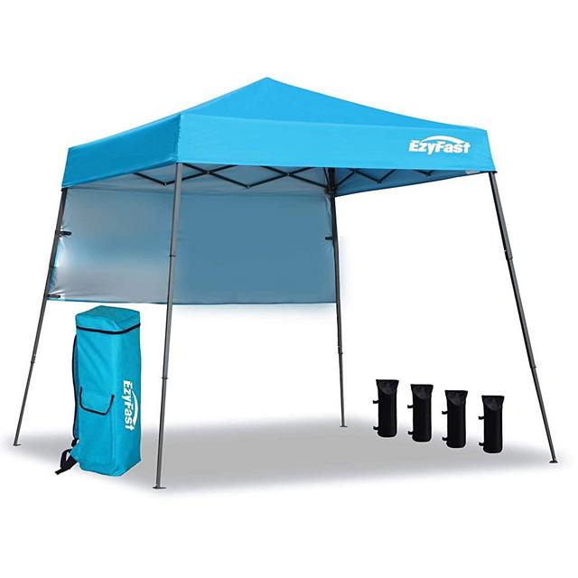 EzyFast Ultra Compact Backpack Canopy, Pop Up Shelter, Portable Sports Cabana, 7.5 x 7.5 ft Base / 6 x 6 ft top for Hiking, Camping, Fishing, Picnic, Family Outings