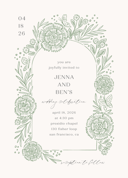 Keita Portrait | Bright Sage | Zola Wedding Invitations