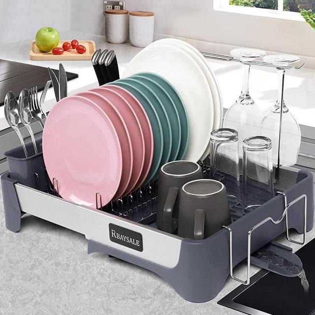 Dish Drying Rack, RBAYSALE Expandable Dish Rack with Drain Board