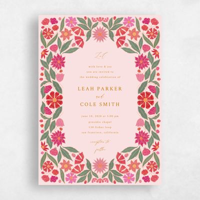 Blush, Pink Wedding Invitation - Juliet Portrait