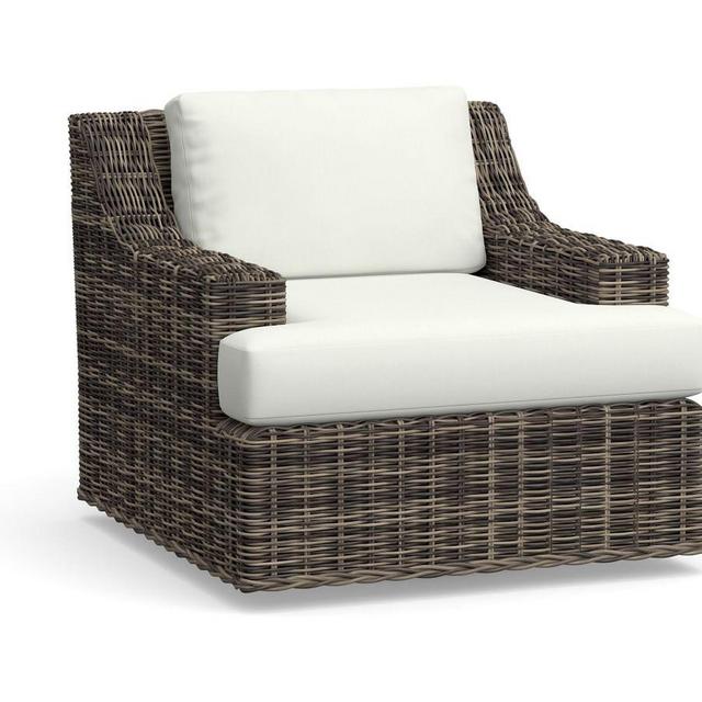 Huntington Slope Arm Swivel Occasional Chair, Slipcover, Slub Weave; Natural (White)