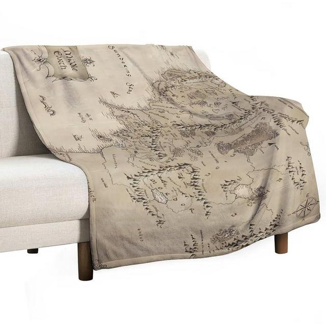 Middle Earth Map Throw Blankets Fleece Blanket Super Soft Plush Throw Blanket Cozy Fuzzy Bed Blankets Microfiber Flannel Blankets for Couch, Bed, Sofa-50"x60"