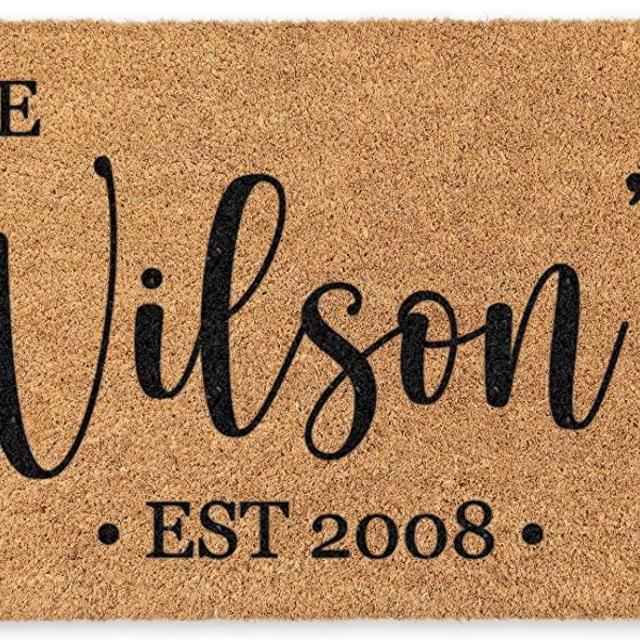 COCO MATS 'N MORE Personalized Outdoor Mat, Black | Size: 22x36 inches - Welcome Mats for Front Door Outdoor with Non-Skid Vinyl Backing, Tough Coir Bristles Cleans Dirtiest Shoes, Minimal Shedding