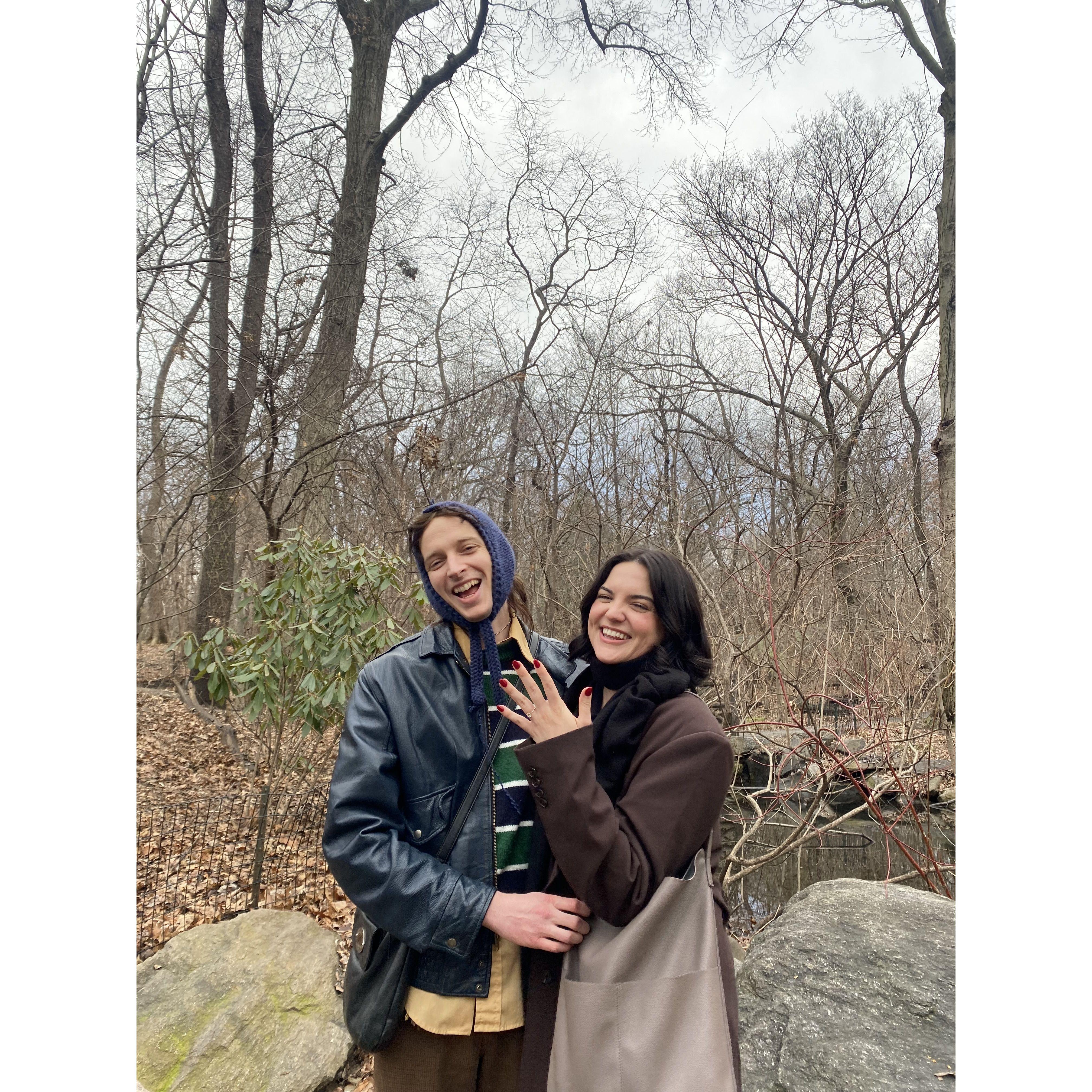 Carson proposed to Delaney in Central Park, 2024