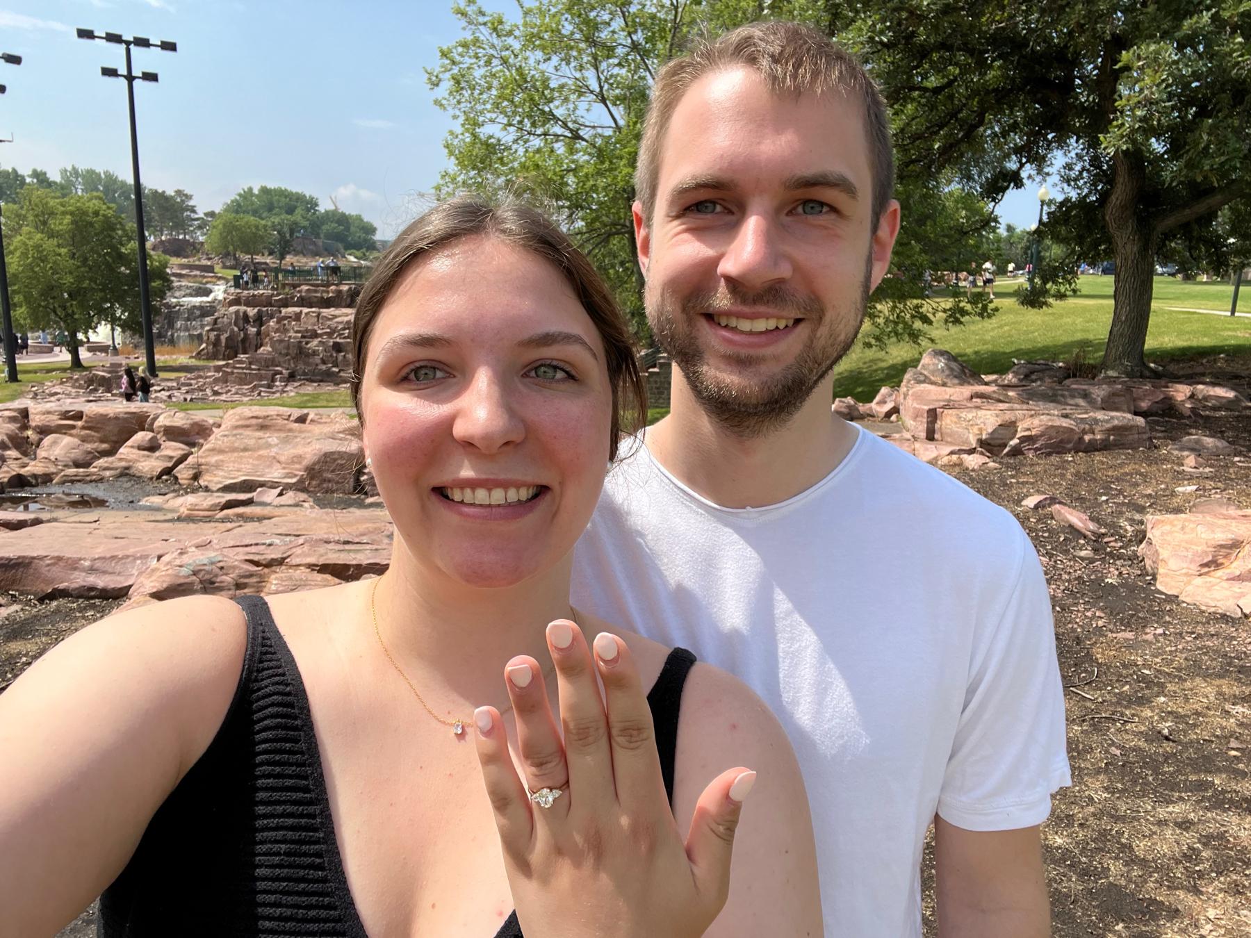 Moments after we got engaged at Falls Park in Sioux Falls, SD