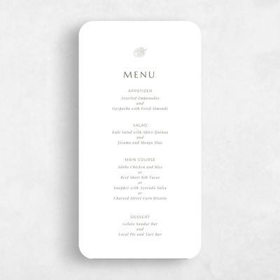 White Rounded Wedding Menu - Morelos