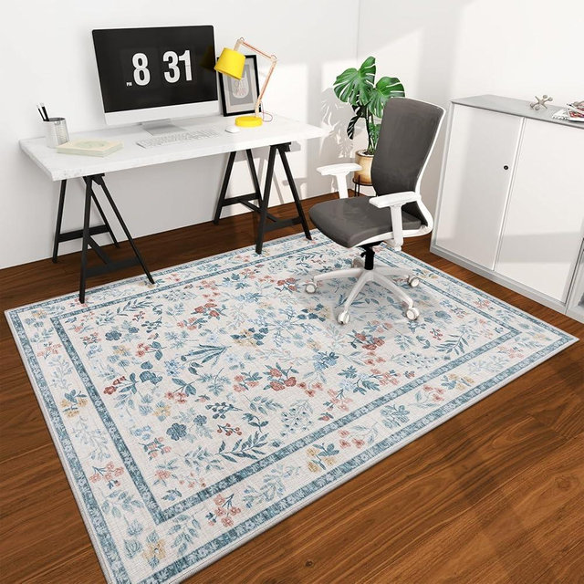 chakme Office Chair Mat for Hardwood Floor, 72"x48" Easy Glide Computer Desk Mat Protector for Rolling Chair Under Desk Rug Nonslip Backing, Machine Wash, (Floral)