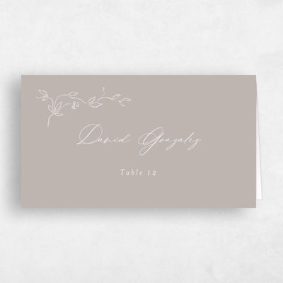 Greige, Brown Wedding Place Card - Sequoia