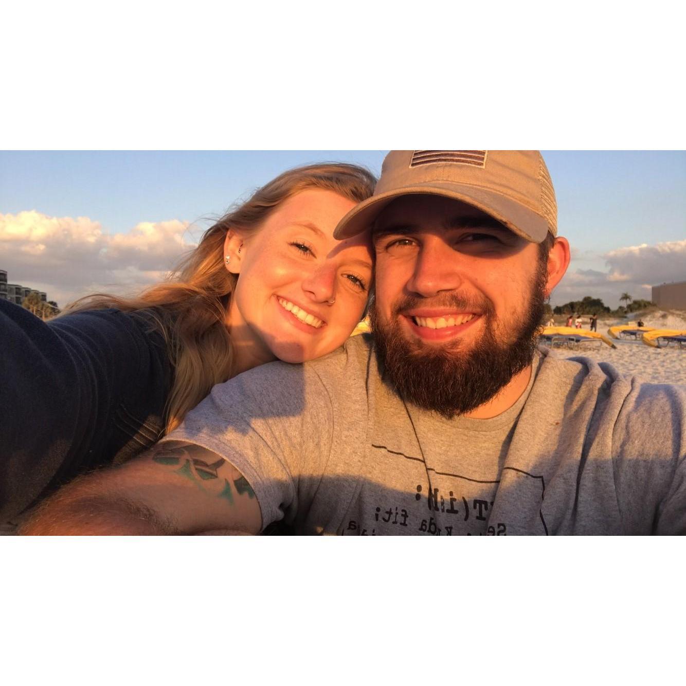 He thought the sunset was pretty, but I thought he was prettier.