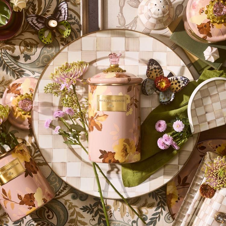 MacKenzie-Childs, Wild Rose Mauve Stainless Steel Canister | Zola