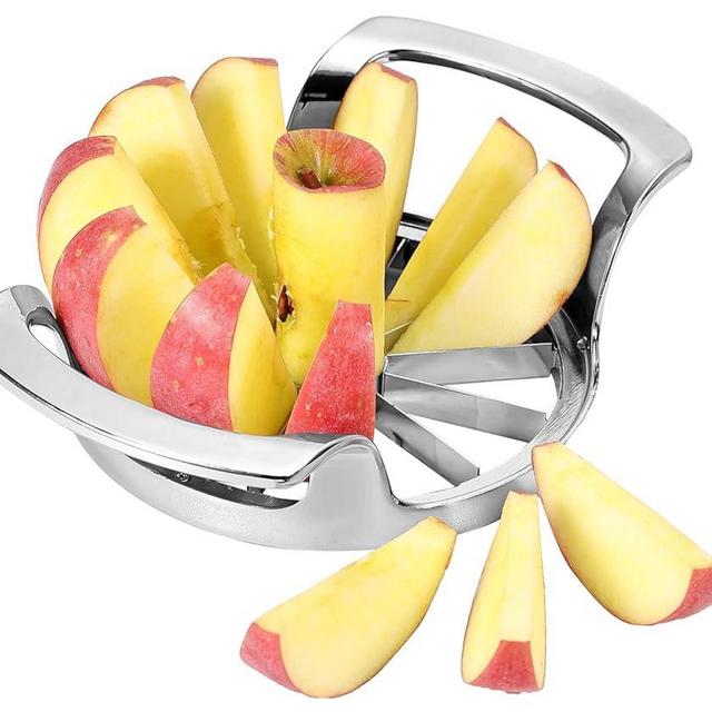 Obsoorth Apple Slicer with 12 Blades Extra Large Heavy Duty Stainless Steel Apple Corer, Dishwasher Safe Easy to Use Sharp Apple Slicer and Corer for Vegetables, Fruit and Pineapple