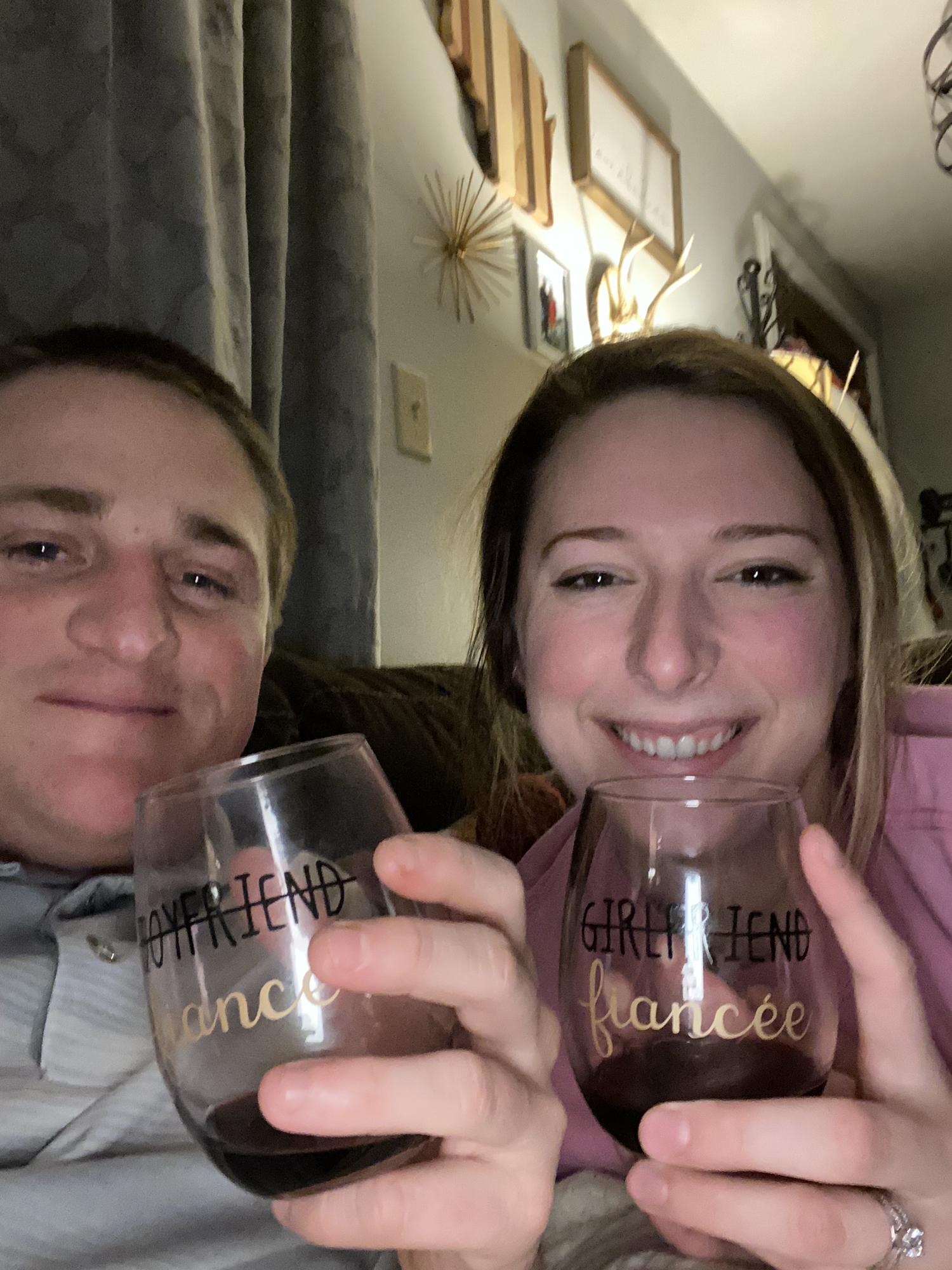 Enjoying wine from our new favorite wine glasses!