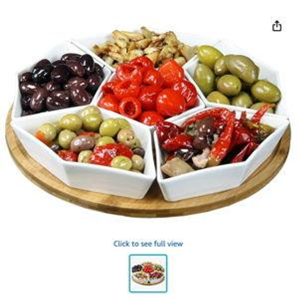 Elama Signature 12 Inch 7pc Lazy Susan Appetizer and Condiment Server Set