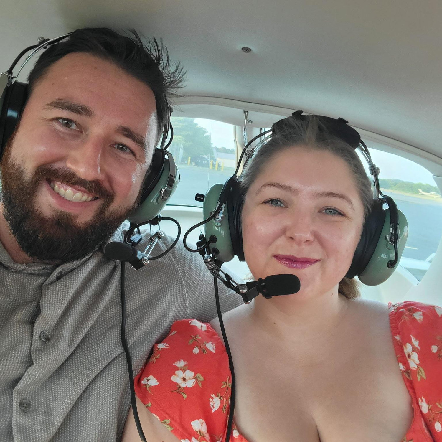 On the plane just after getting ENGAGED!