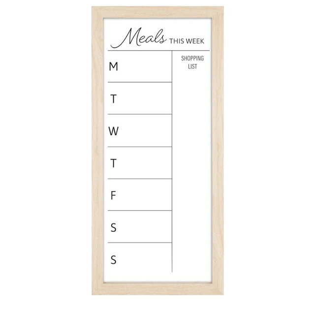MCS Dry Erase Weekly Meal Planner 11x24 Natural Framed Calander Whiteboard for The Wall, Plan Your Meals for The Week, Family Weekly Planner for Dinners & More–Including Shopping List