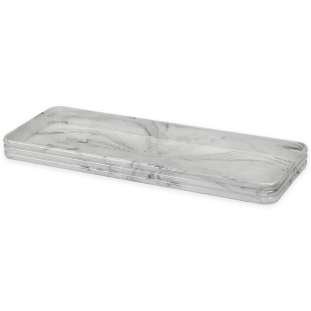 Creative Bath™ Toilet Tank Tray with Bumpers in Marble White