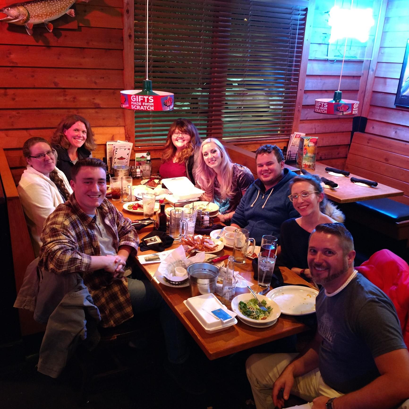 December 2018 - celebrating the survival of our first semester of grad school with our cohort.