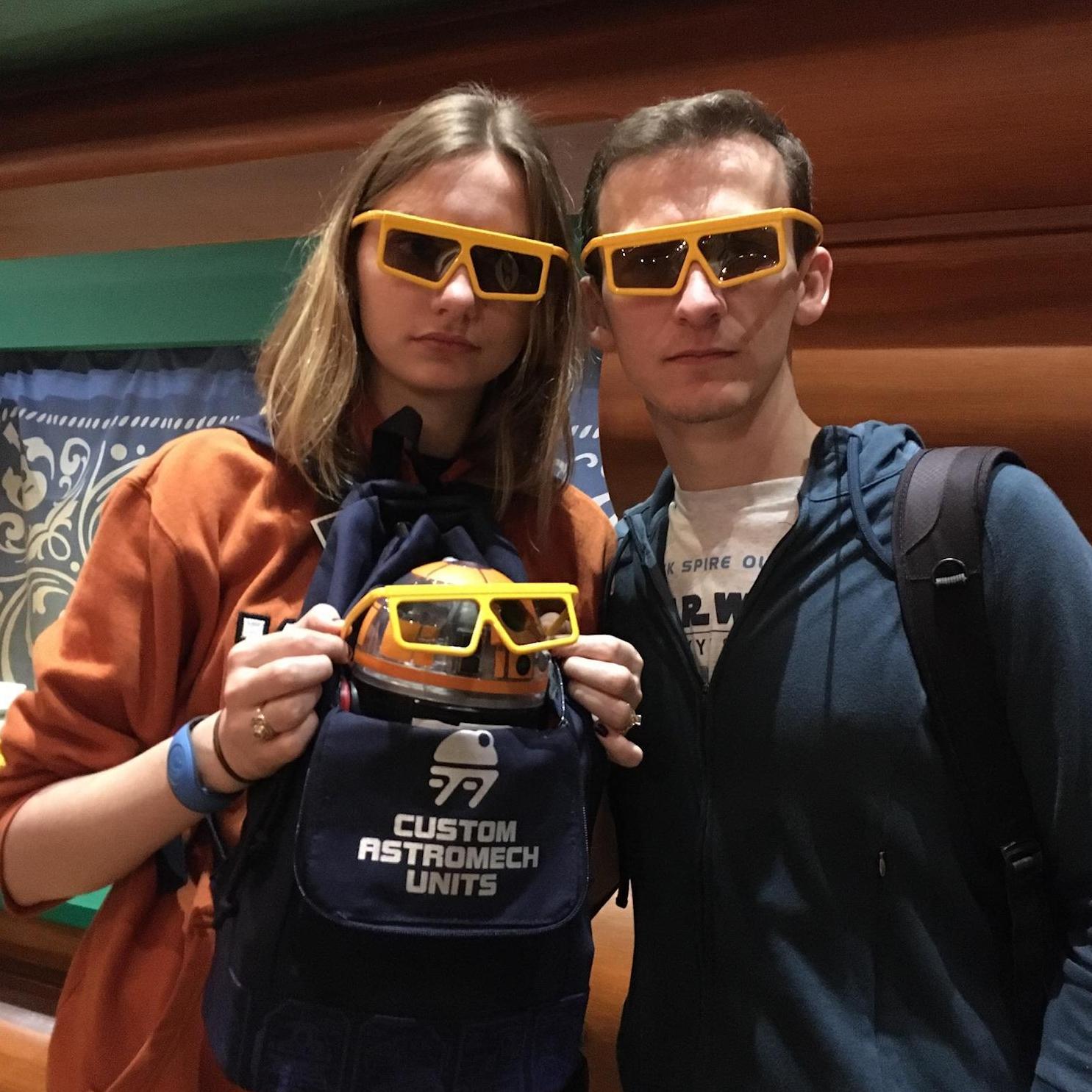 With our droid-child R2-D7 (Robert & Rachel, December 7) at Disney World