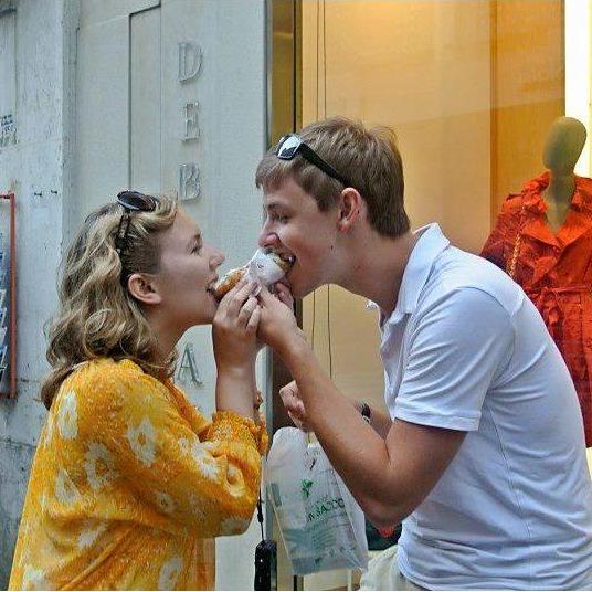 Sharing a canoli in Taormina during summer 2012 while studying abroad in Italy!