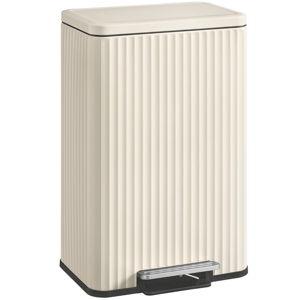 SONGMICS Trash Can, 13 Gallon (50 L) Garbage Can for Kitchen, with Lid, Pedal, and Removable Inner Bucket, Soft Close, Stainless Steel, 15 Trash Bags (Code K) Included, Cream White ULTB586LZ01