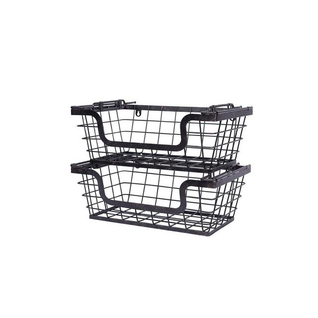BirdRock Home 2-Pack Wire Hanging Basket for Storage -Oil Rubbed Bronze