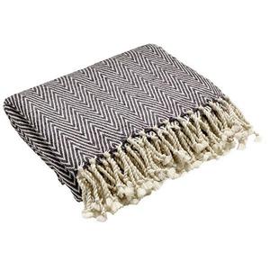Herringbone Throw in Grey & White