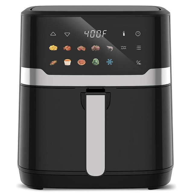 VUSIGN Air Fryer 6.8QT, 10-in-1 Functions Airfryer with Visible Window, 400°F Fast Heating & Adjustable Bottom Heater for Crispier Results, Nonstick & Dishwasher-Safe Basket, 1700W, Black