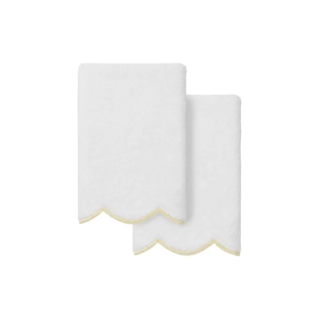Linum Home Textiles 100% Turkish Cotton ADORNIA Scallop Towel Collection-Beige-2 Pcs Fingertip