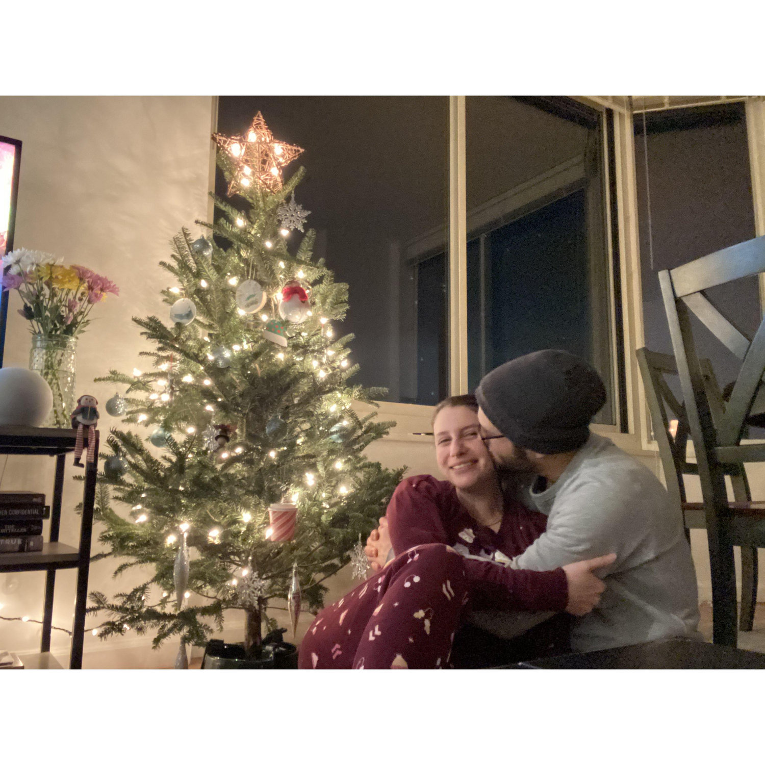 Our first real Christmas Tree! We did a little photo shoot after our yearly Christmas Bar tour.