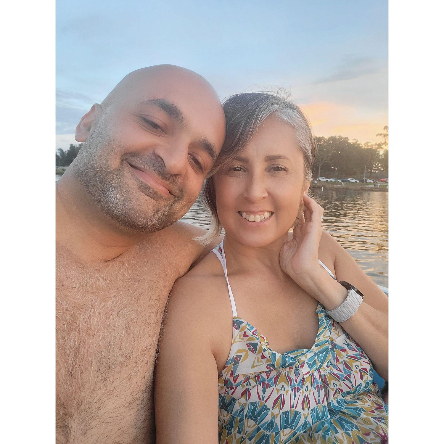 Our first time enjoying a sunset cruise on Lake Bowen, here in South Carolina.