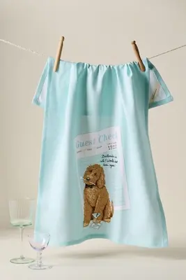 Cute Bartender Dog Dish Towel