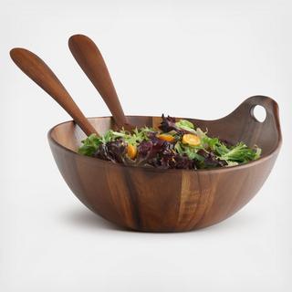 Portables Wood Salad Bowl with Servers
