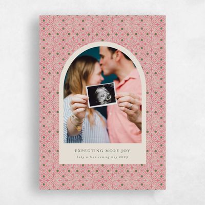 Flamingo, Pink Holiday Card - Joyful Addition