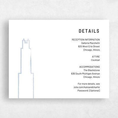 Blue Wedding Enclosure - Chicago Skyline