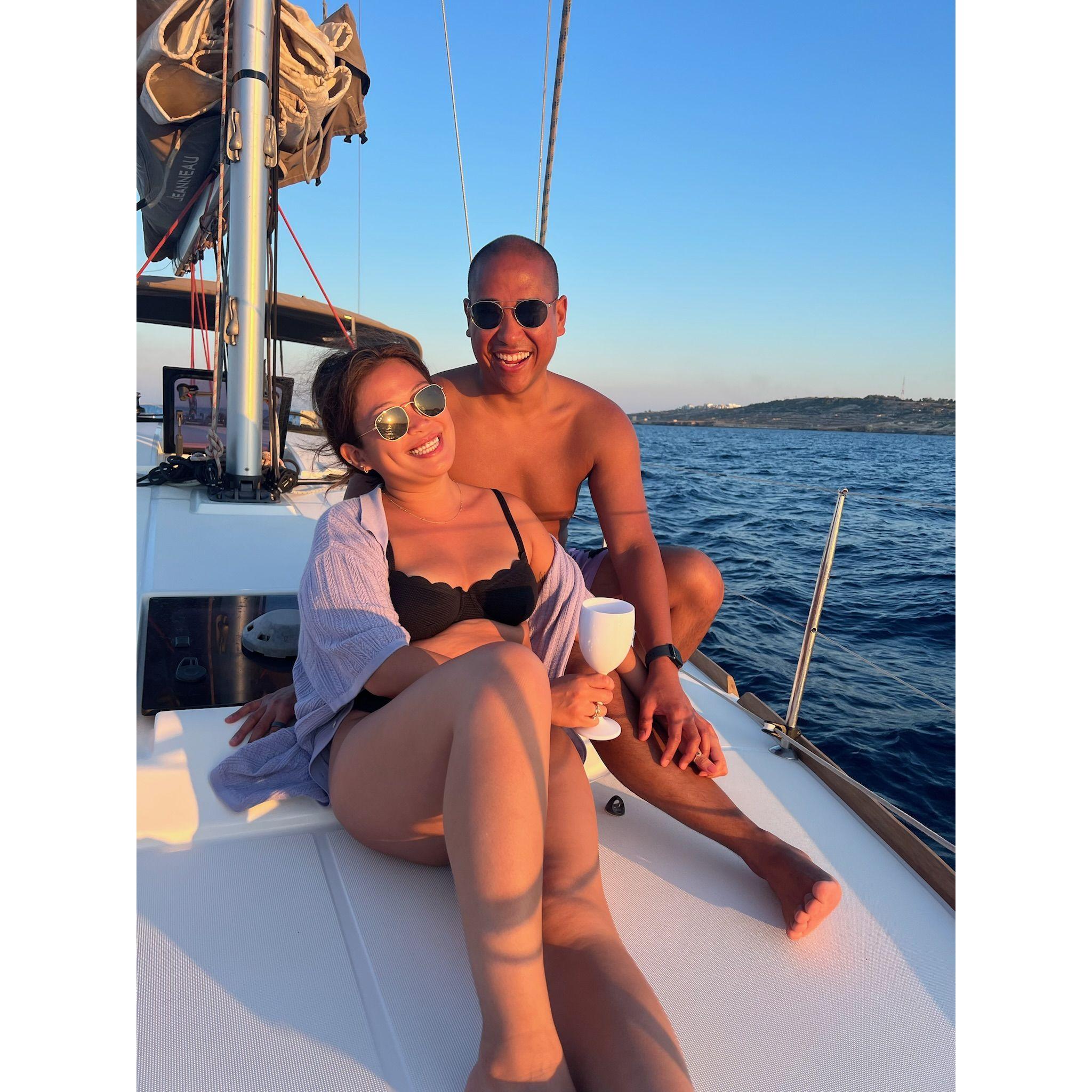 One of our favorite memories in Malta, spending the day cruising on a boat with Mauricio and our friend Sam