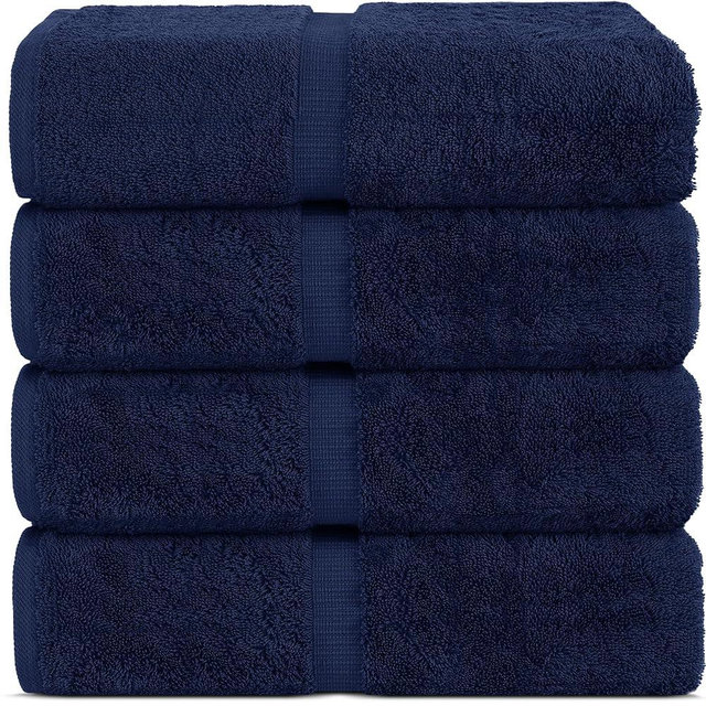 Chakir Turkish Linens 100% Cotton Premium Turkish Towels for Bathroom | 30'' x 60'' Large Bath Towels (4 Piece, Navy)