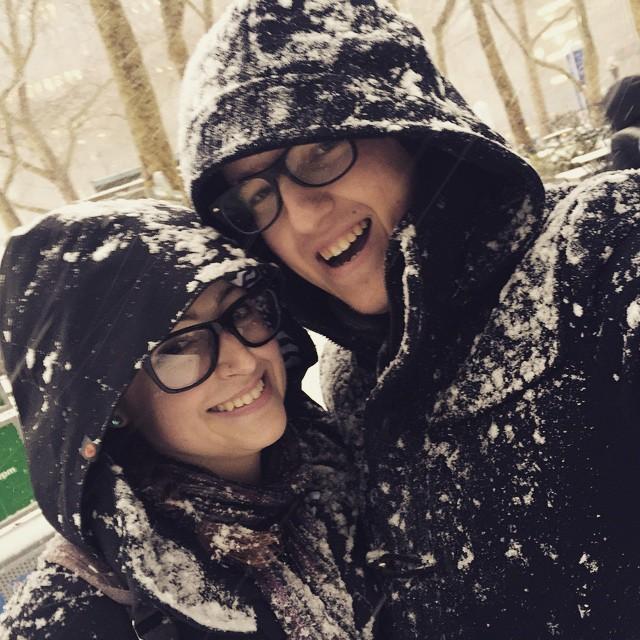 1.26.15 - Tyler and Morgan braved their first blizzard together. 