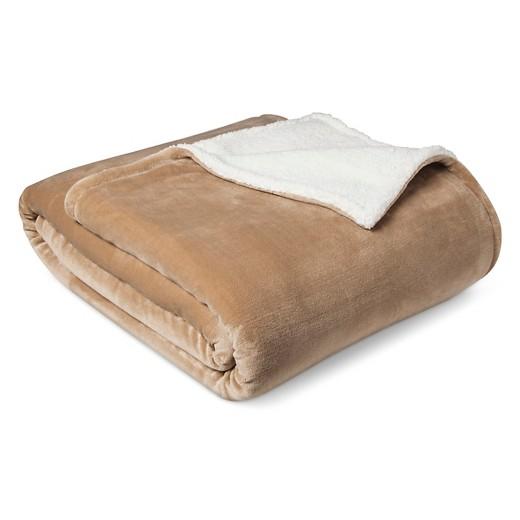 Cozy Sherpa Blanket Ash Brown/Sour Cream - Threshold™