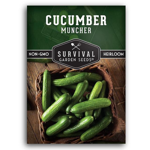 Muncher Cucumber Seeds for Planting | Burpless Variety with Smooth Skin for Snacking or Slicing – Survival Garden Seeds (1 Pack)