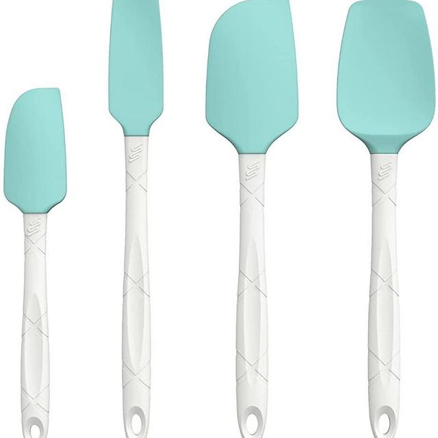 M KITCHEN WORLD Silicone Spatula Set - 4 Piece Heat Resistant Rubber Spatulas for Cooking & Baking - Nonstick Spoon Set for Kitchen Utensils - Teal