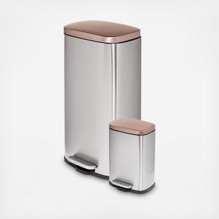 Rectangular Two-Tone 2-Piece Trash Can Set